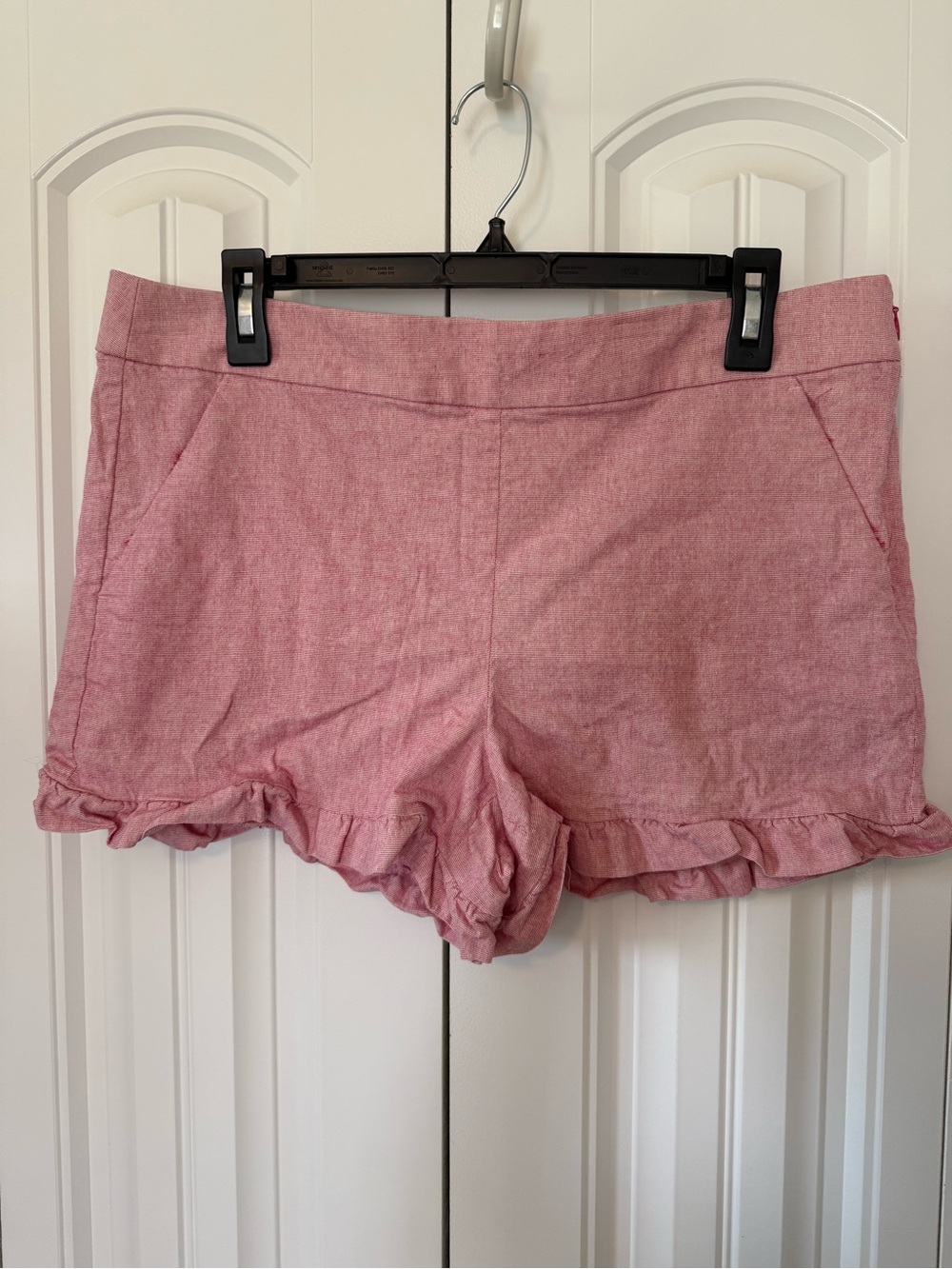 LOFT Pink Ruffle-Hem Cotton Blend Shorts